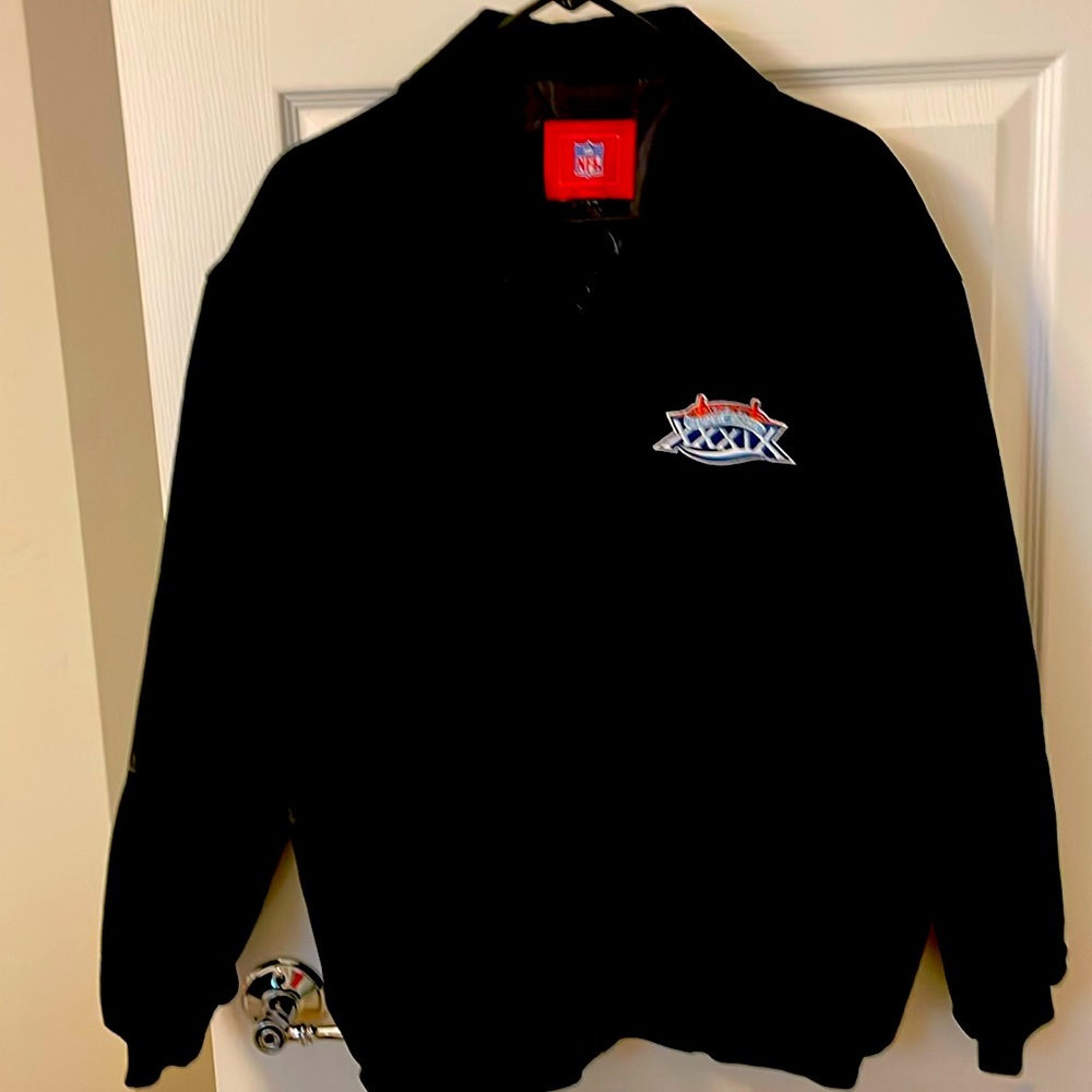 NFL SuperBowl XXXIX Leather Suede Men’s Black Jacket